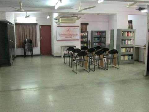 The main hall, looking towards the library shelves