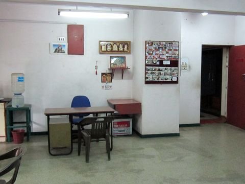 The entrance lobby and notice boards